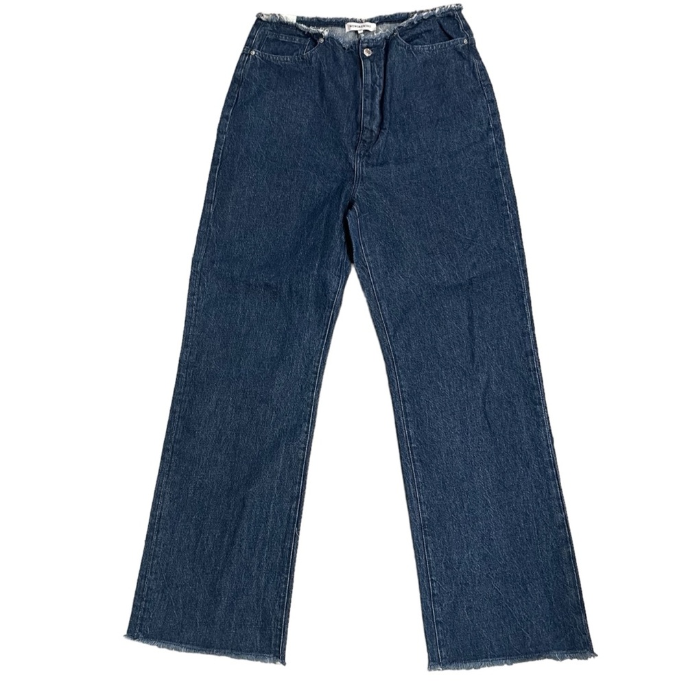 WEWOREWHAT We Wore What Women Raw Hem Fringe High Waist Straight Leg‎ Jeans